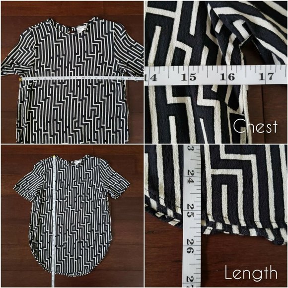GP & J Baker X H&M Black & Ivory Geometric Print Blouse - Picture 6 of 8